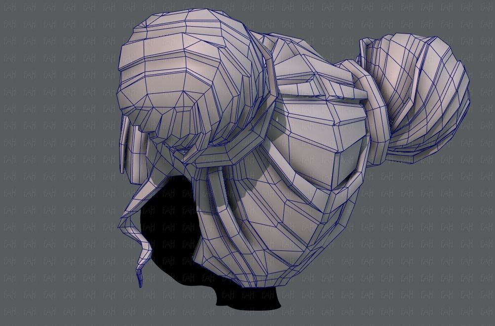 3D Hair style for girl V68 Low-poly 3D model_30