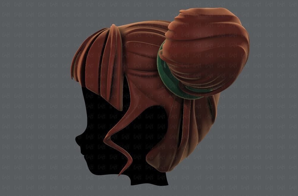 3D Hair style for girl V68 Low-poly 3D model_7