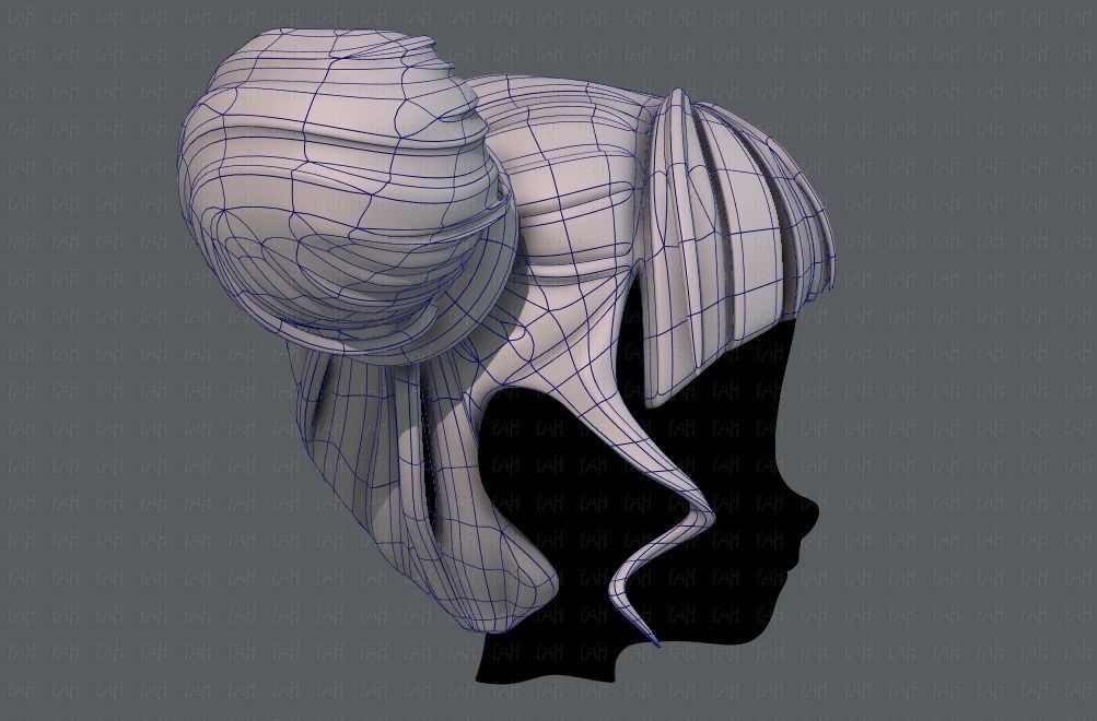 3D Hair style for girl V68 Low-poly 3D model_11