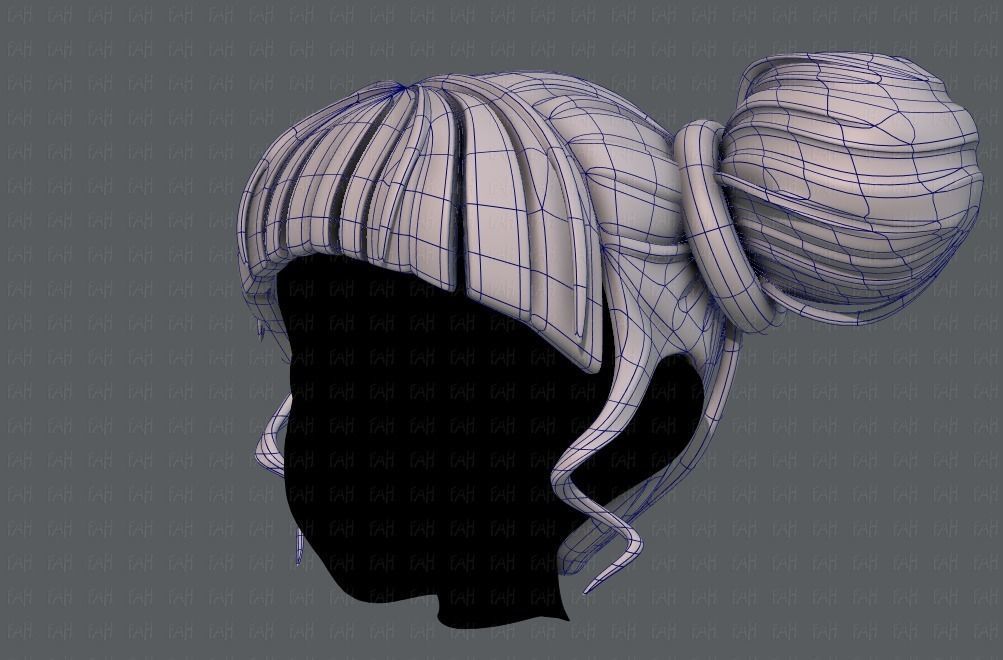 3D Hair style for girl V68 Low-poly 3D model_16