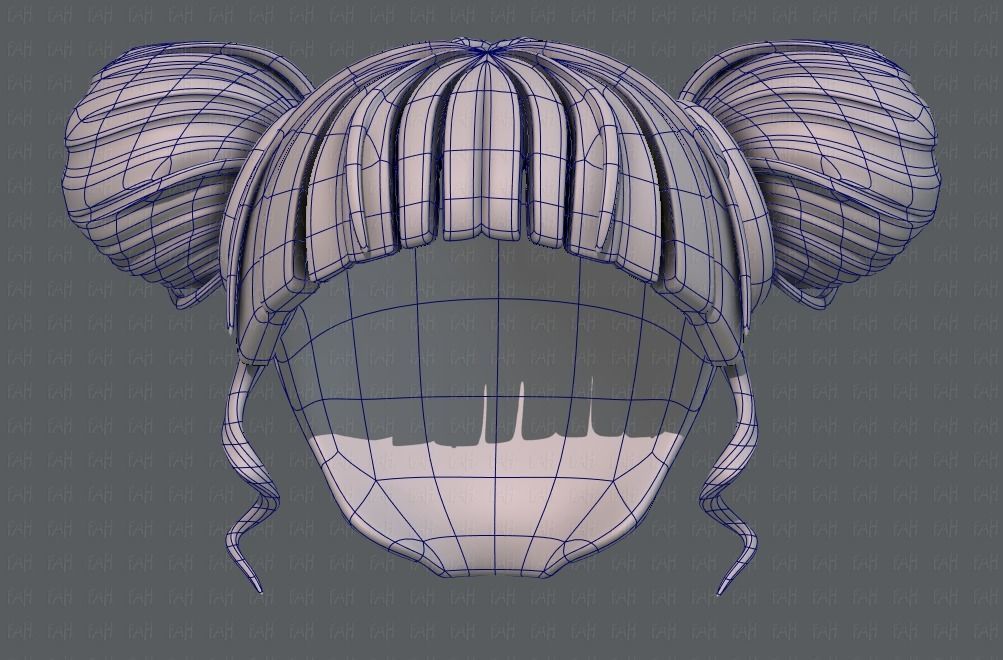 3D Hair style for girl V68 Low-poly 3D model_38