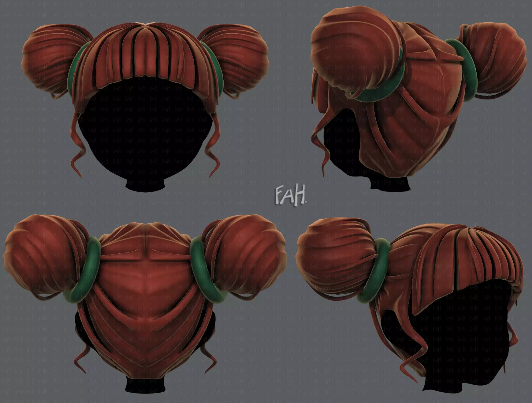 3D Hair style for girl V68 Low-poly 3D model_0