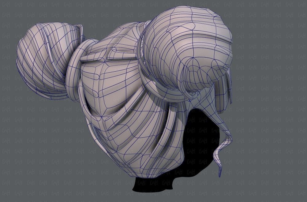 3D Hair style for girl V68 Low-poly 3D model_12