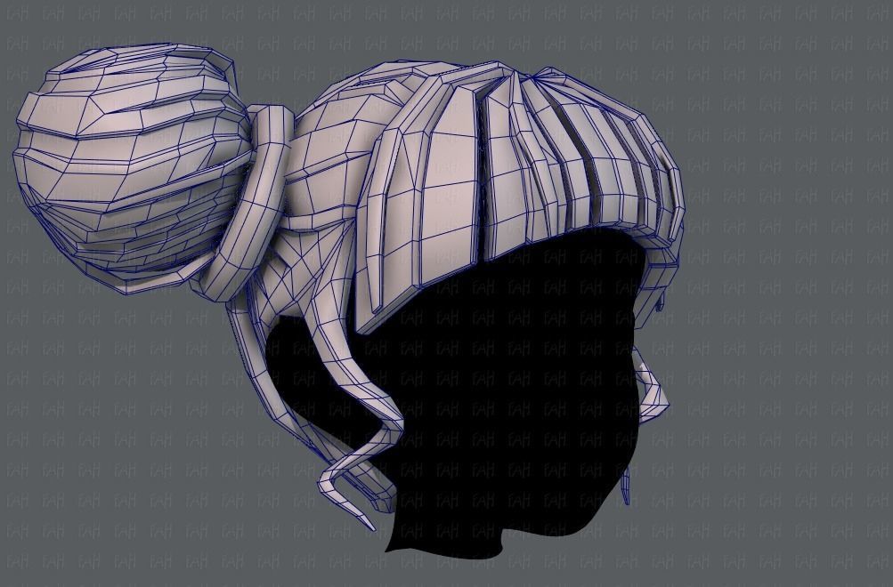 3D Hair style for girl V68 Low-poly 3D model_26