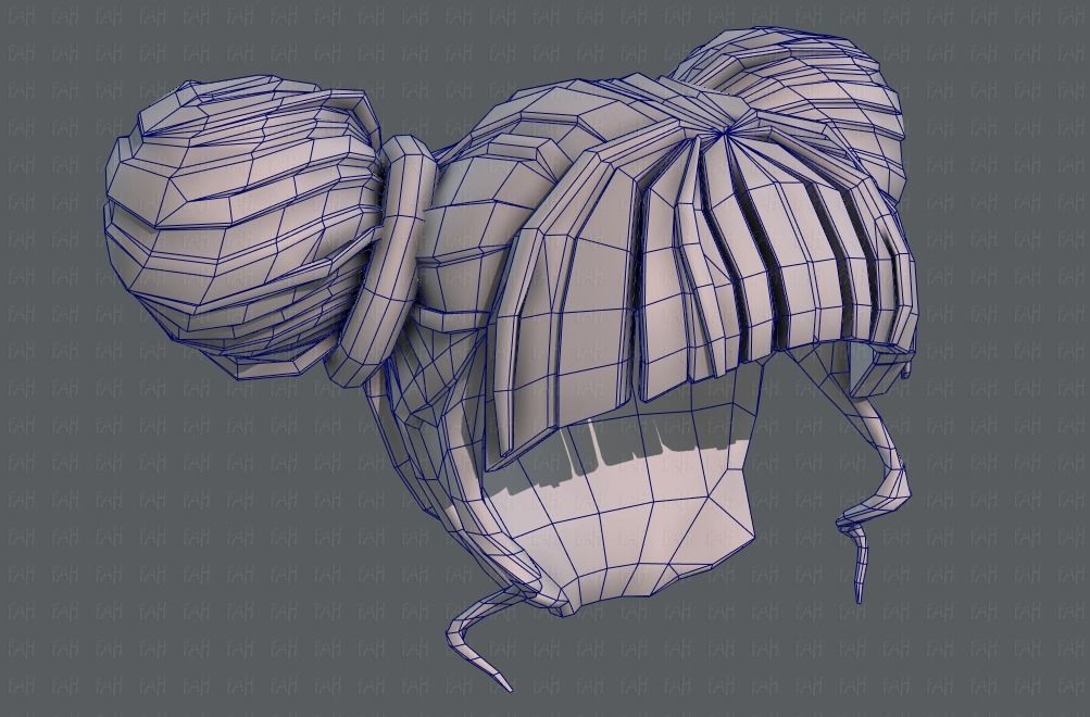 3D Hair style for girl V68 Low-poly 3D model_44