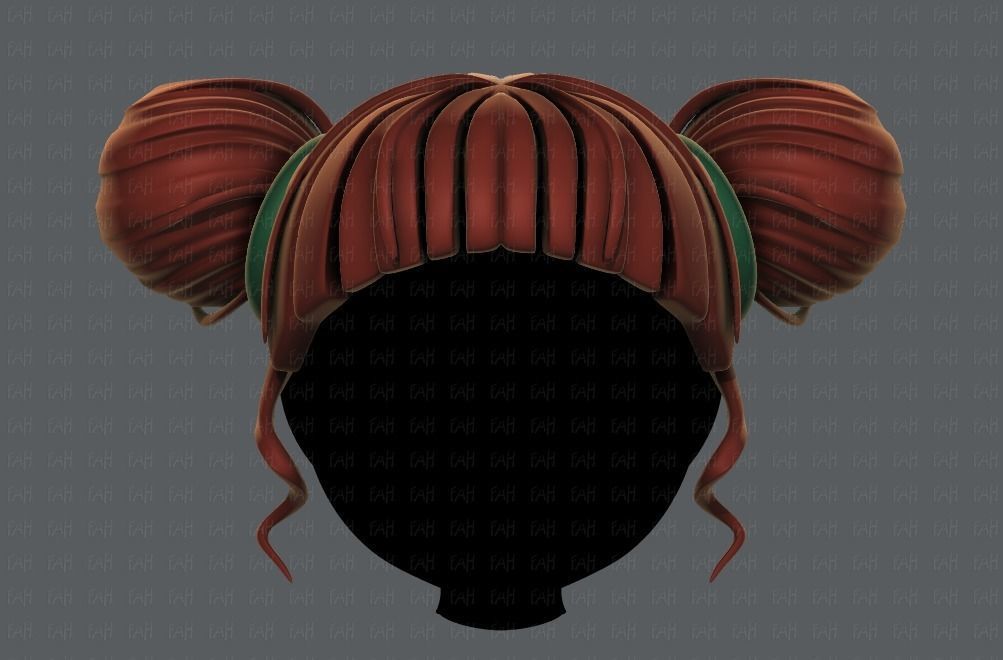 3D Hair style for girl V68 Low-poly 3D model_1