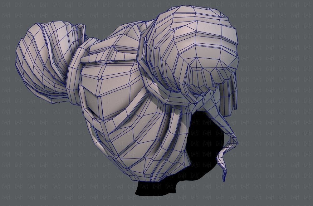 3D Hair style for girl V68 Low-poly 3D model_28