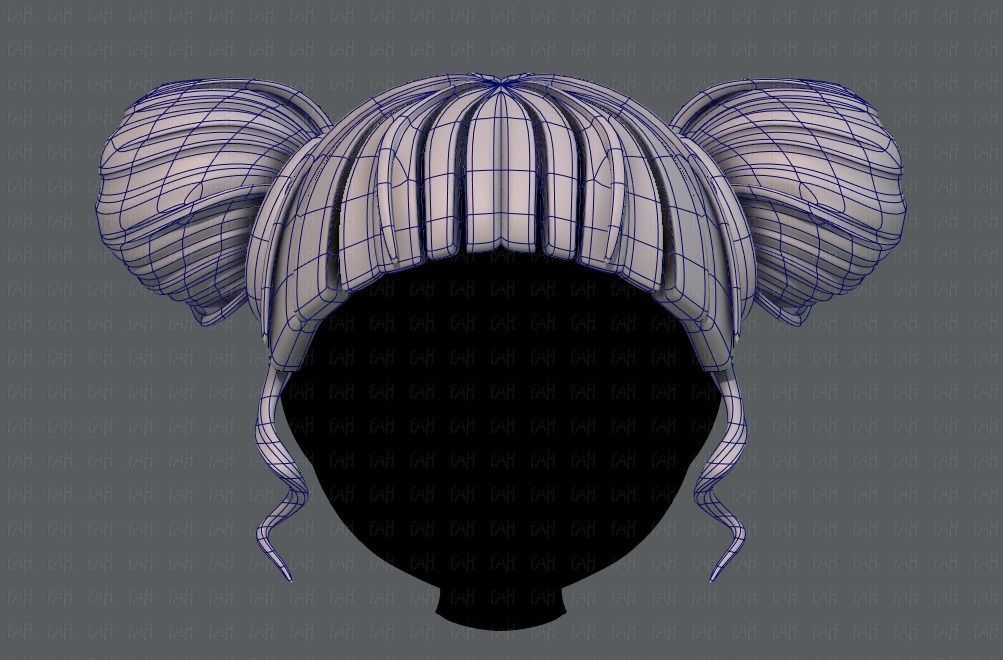 3D Hair style for girl V68 Low-poly 3D model_9
