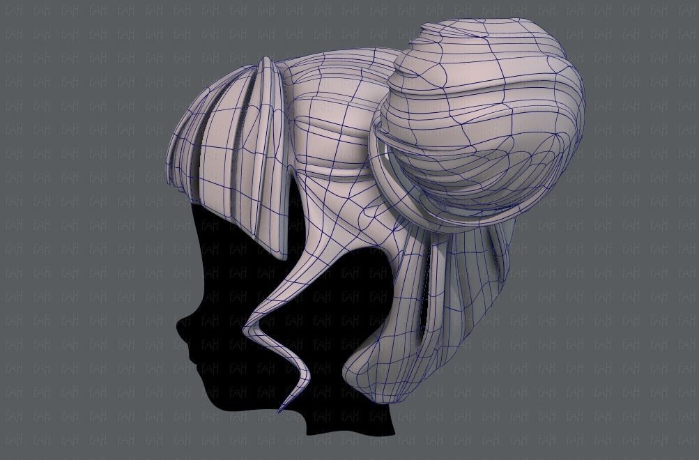 3D Hair style for girl V68 Low-poly 3D model_15