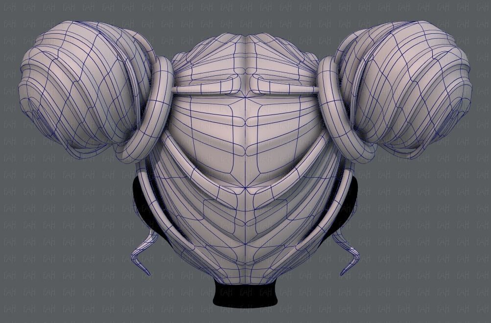 3D Hair style for girl V68 Low-poly 3D model_13