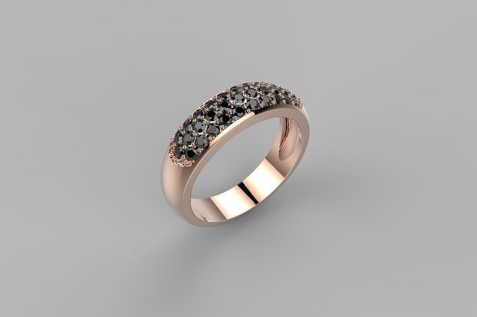 3 rows pave setting band ring 3D print model
