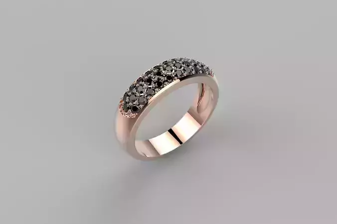 3 rows pave setting band ring