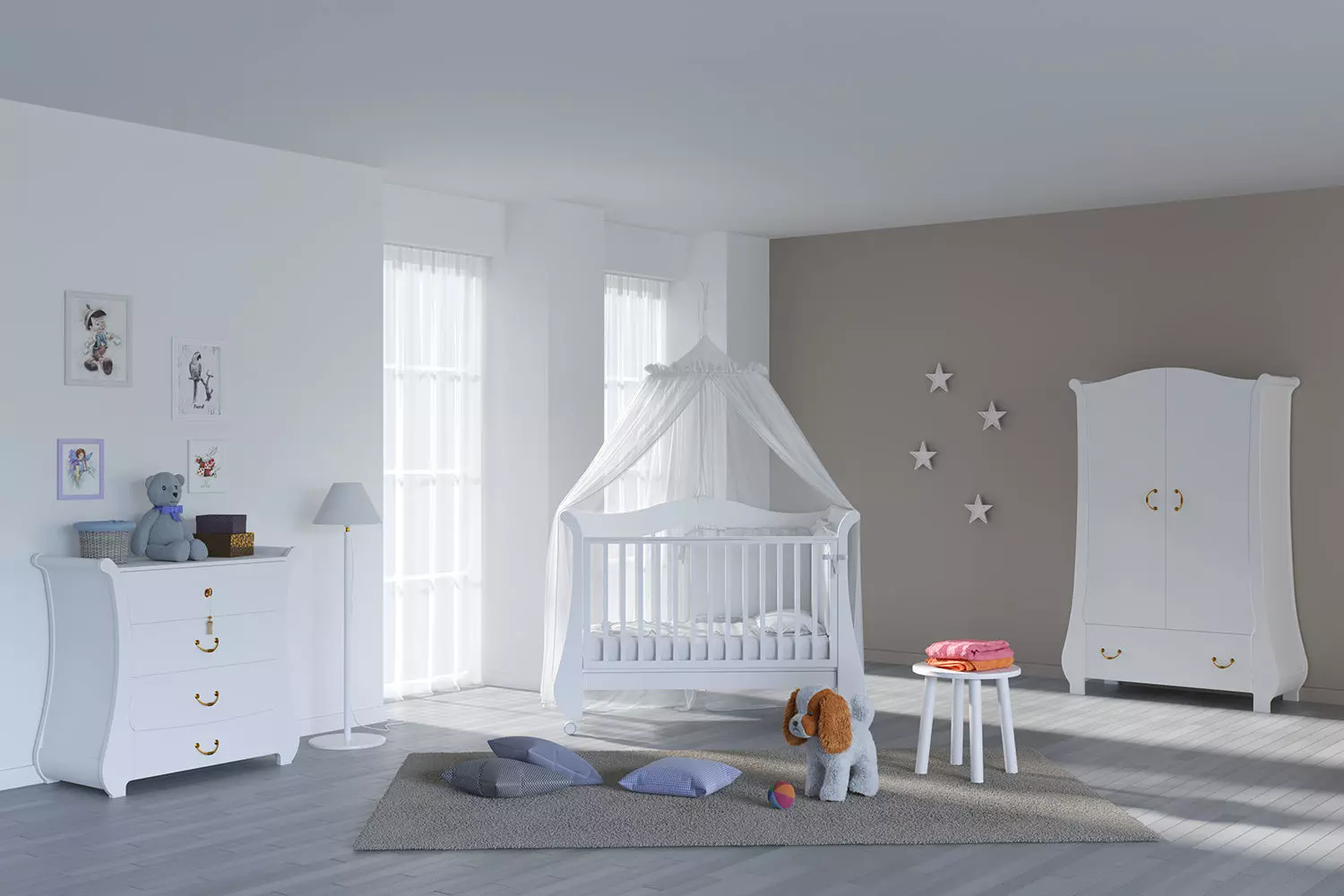 Childrens furniture set Pali TULIP BABY White 3D model_0