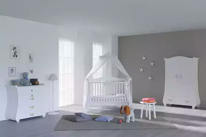 Childrens furniture set Pali TULIP BABY White 3D model Childrens furniture set Pali TULIP BABY White 3D model