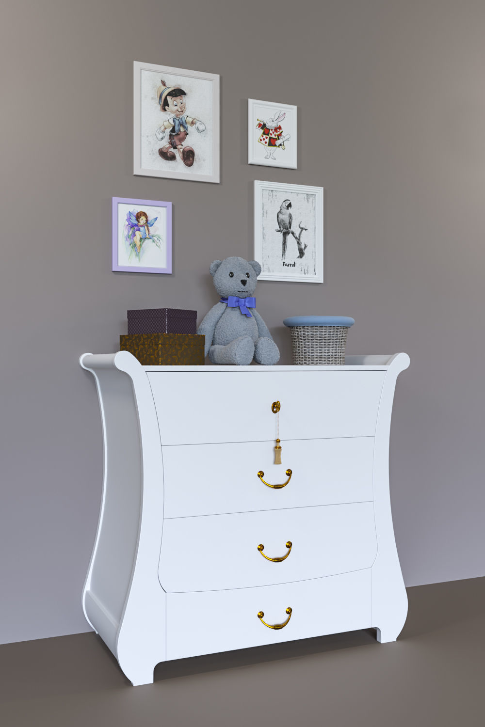 Childrens furniture set Pali TULIP BABY White 3D model_9