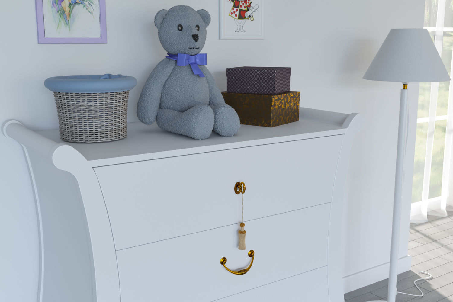 Childrens furniture set Pali TULIP BABY White 3D model_3