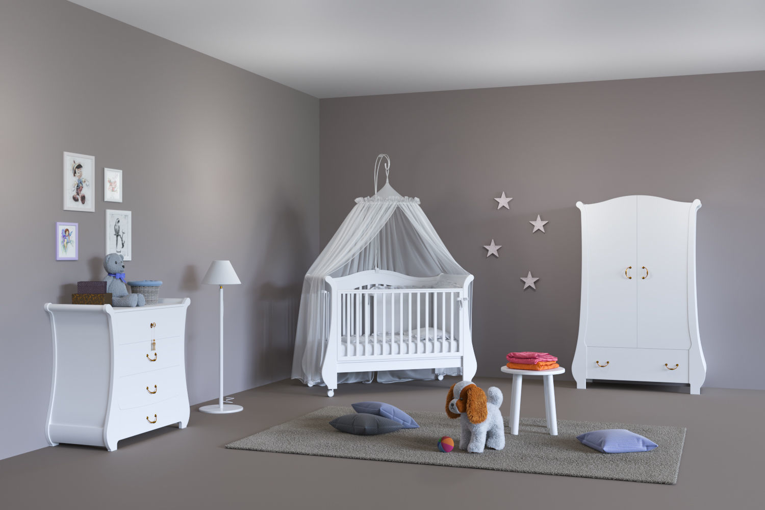 Childrens furniture set Pali TULIP BABY White 3D model_6