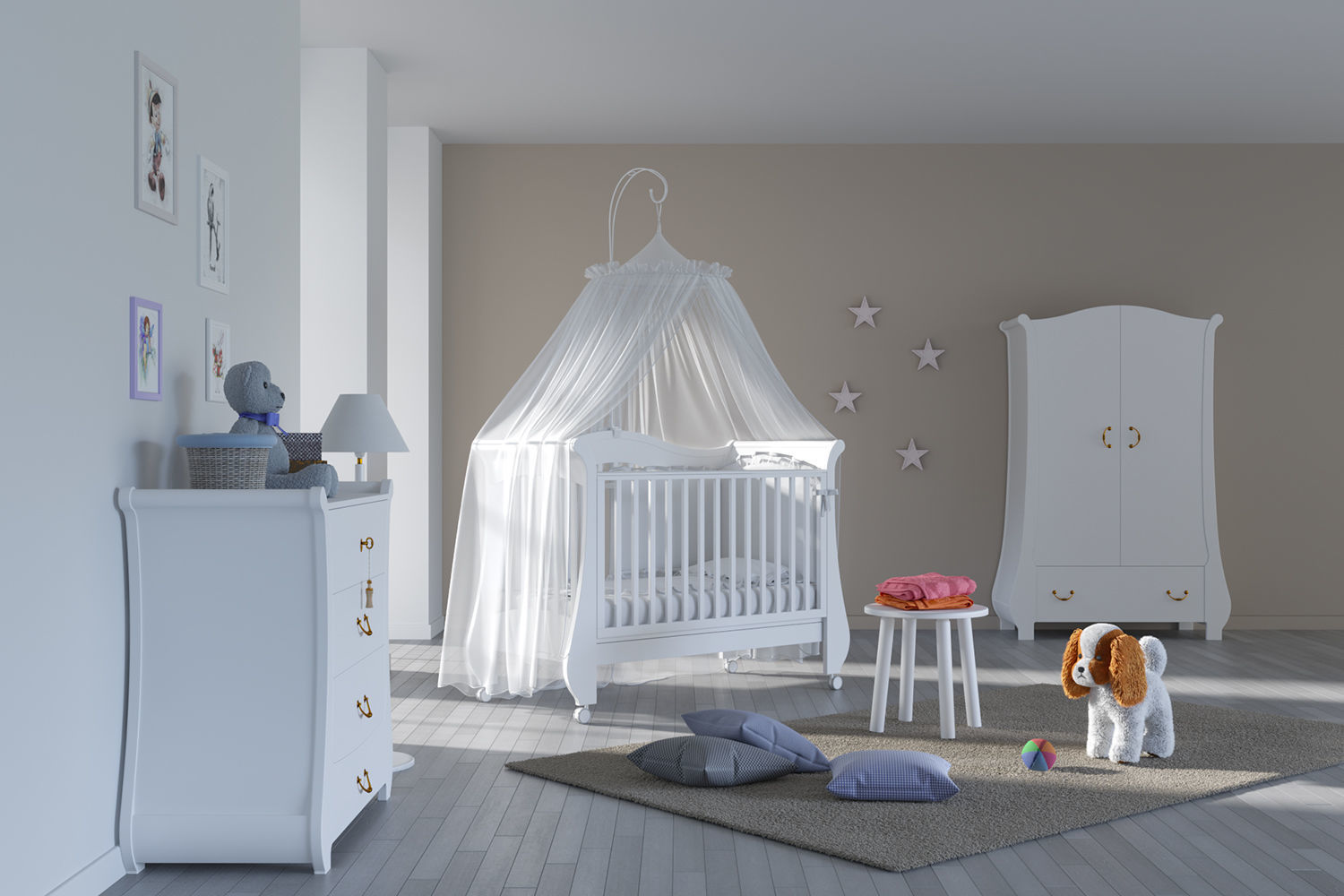 Childrens furniture set Pali TULIP BABY White 3D model_2