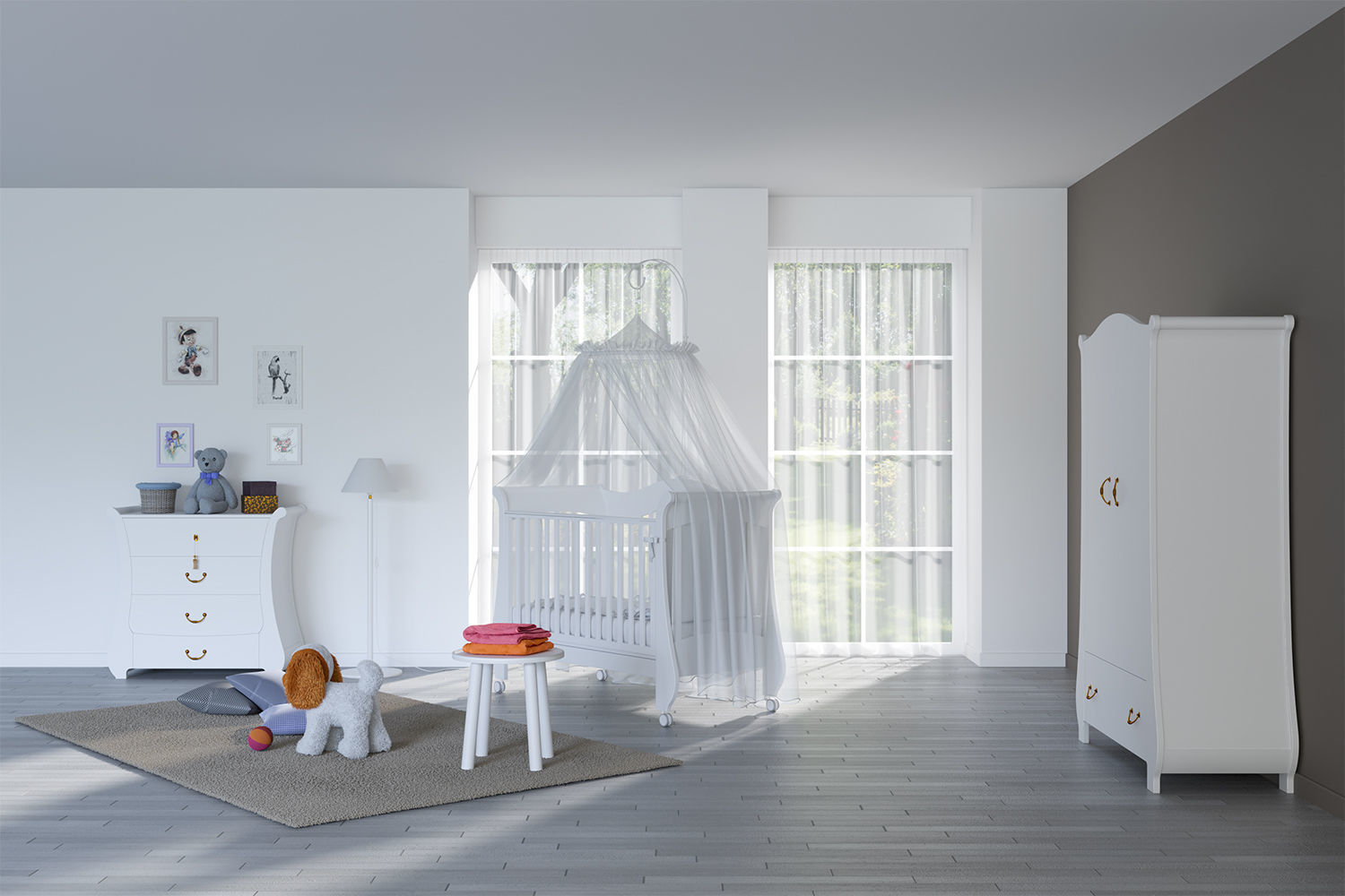 Childrens furniture set Pali TULIP BABY White 3D model_1