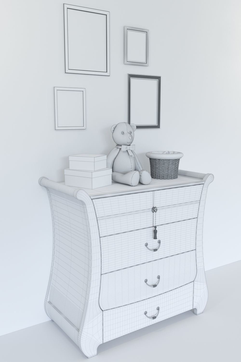 Childrens furniture set Pali TULIP BABY White 3D model_10