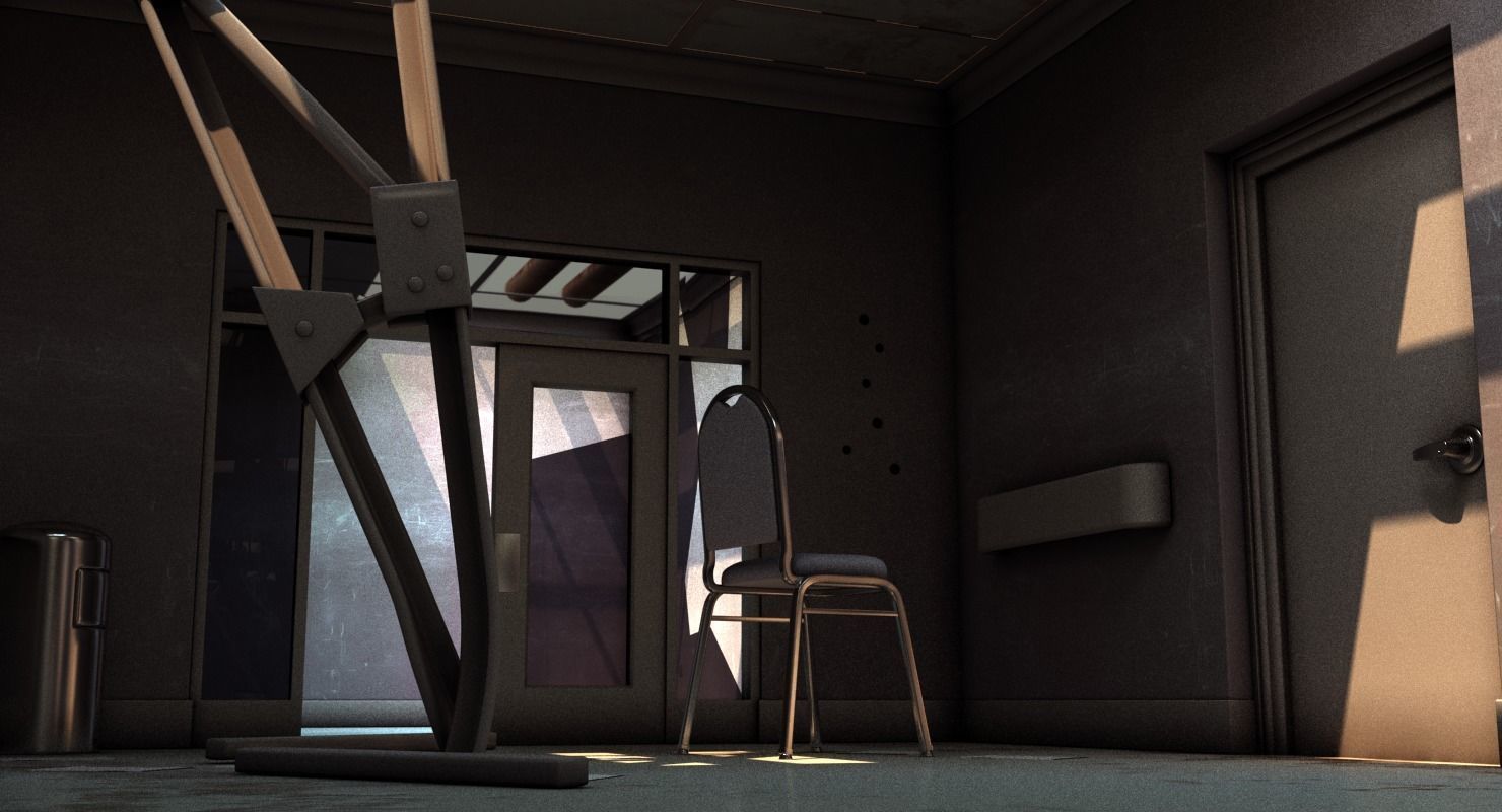 Damaged Hallway MAX 3D model_6