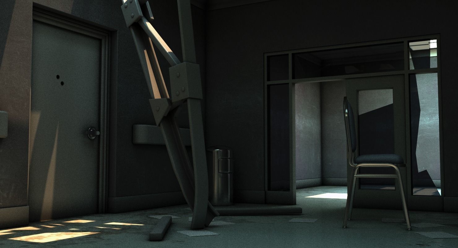 Damaged Hallway MAX 3D model_5