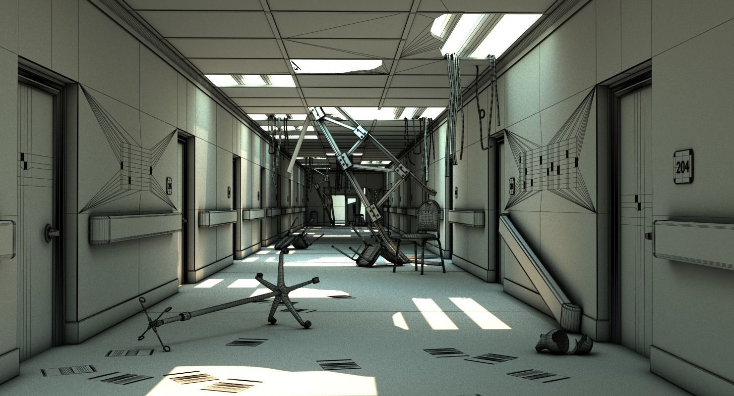 Damaged Hallway MAX 3D model_17