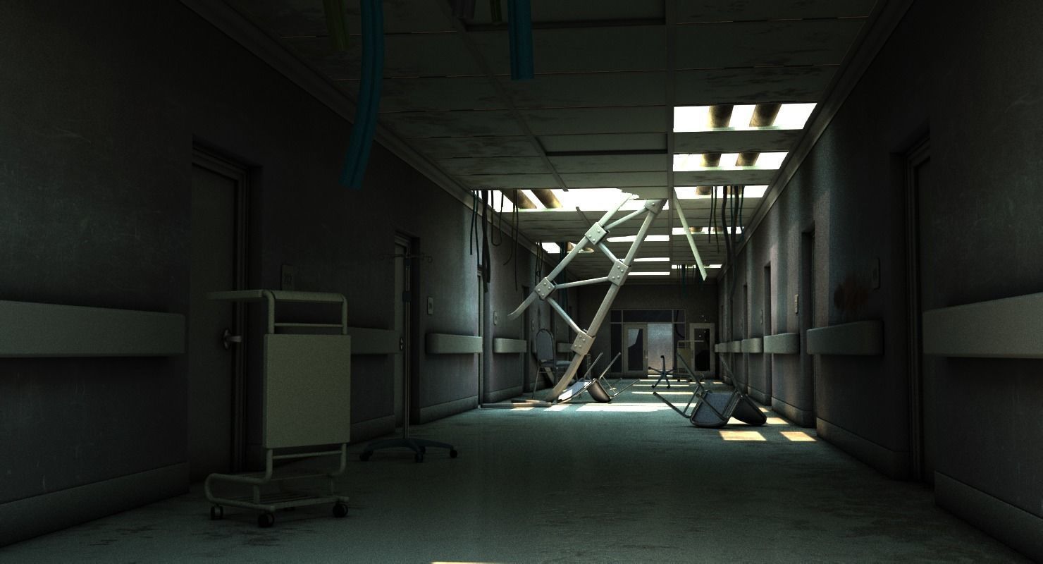 Damaged Hallway MAX 3D model_10