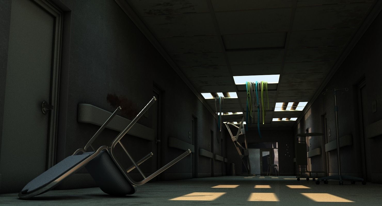 Damaged Hallway MAX 3D model_9