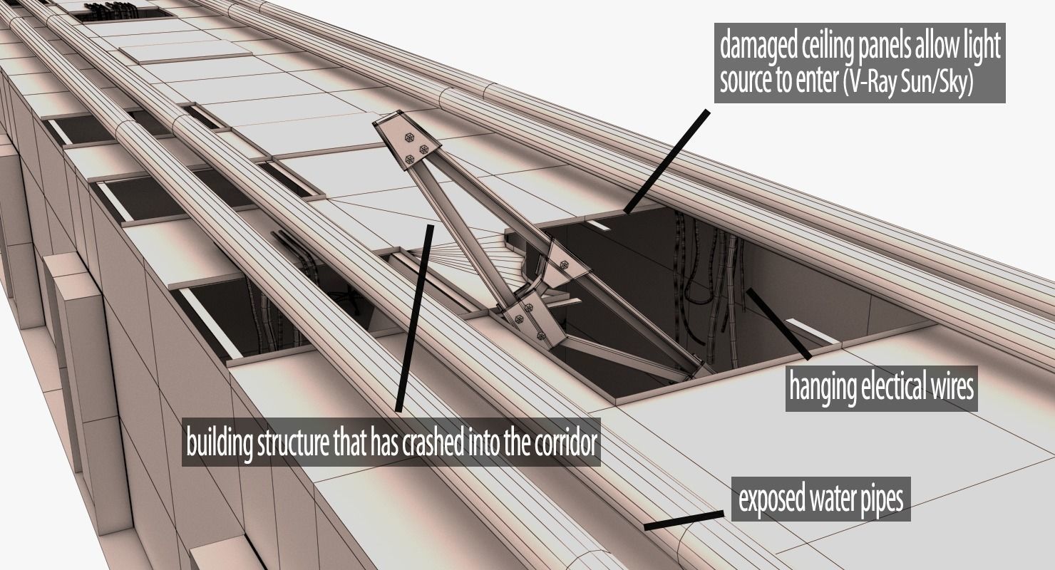 Damaged Hallway MAX 3D model_21