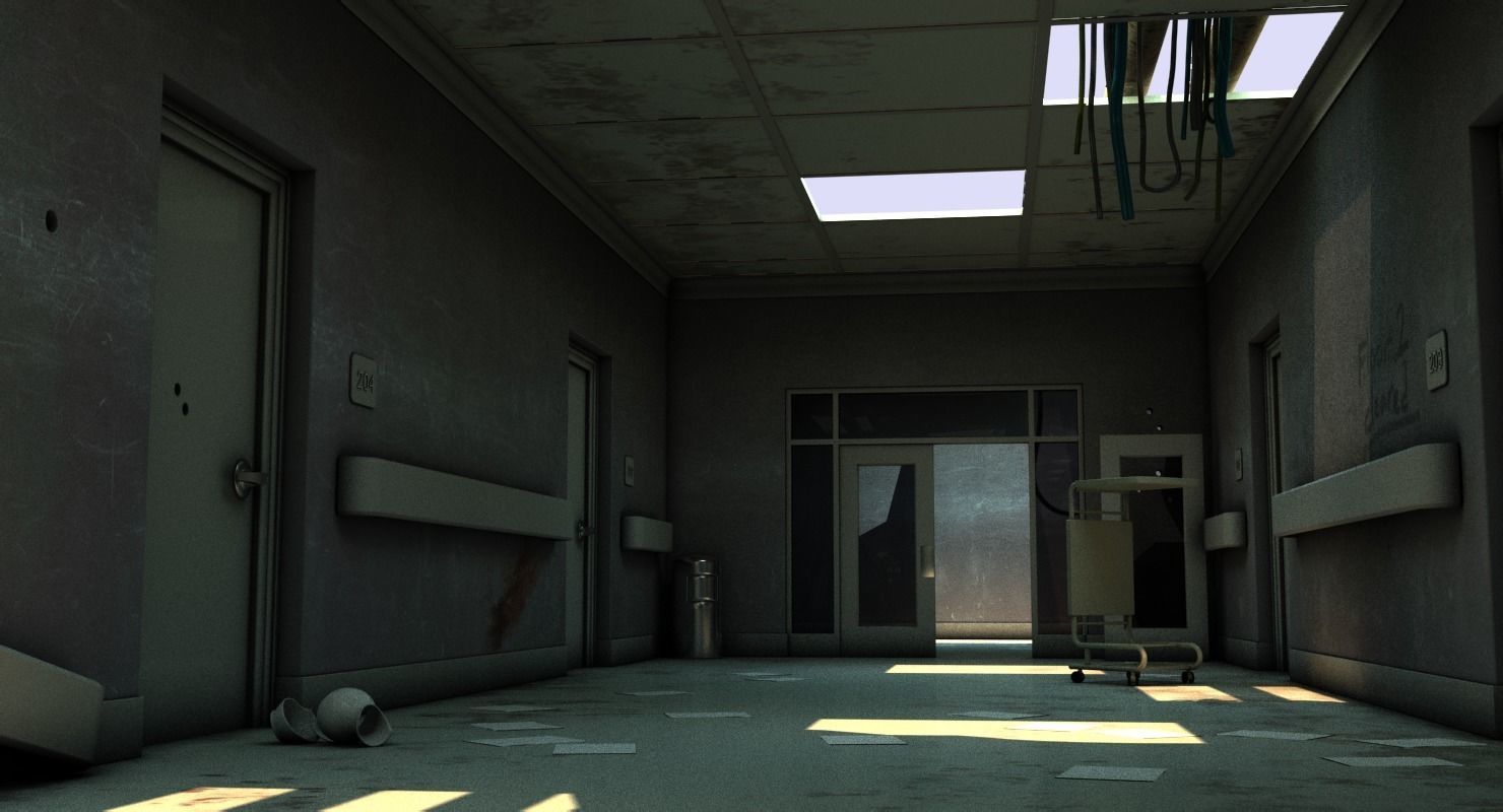 Damaged Hallway MAX 3D model_11