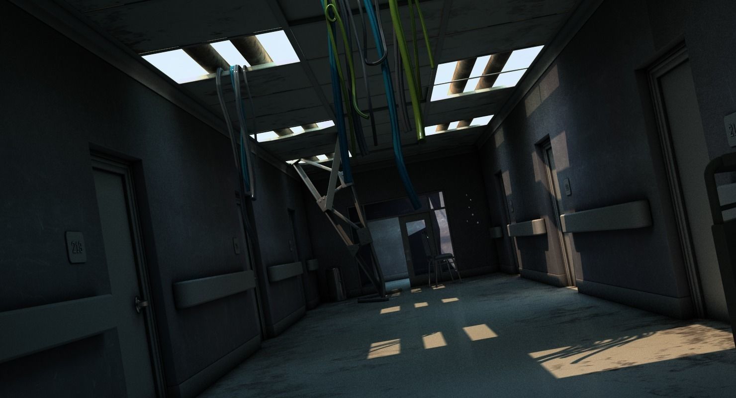 Damaged Hallway MAX 3D model_4