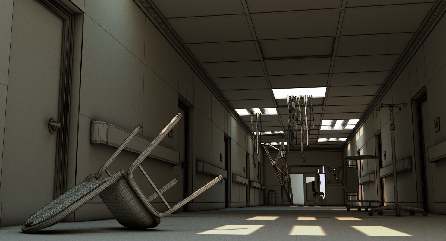Damaged Hallway MAX 3D model_14