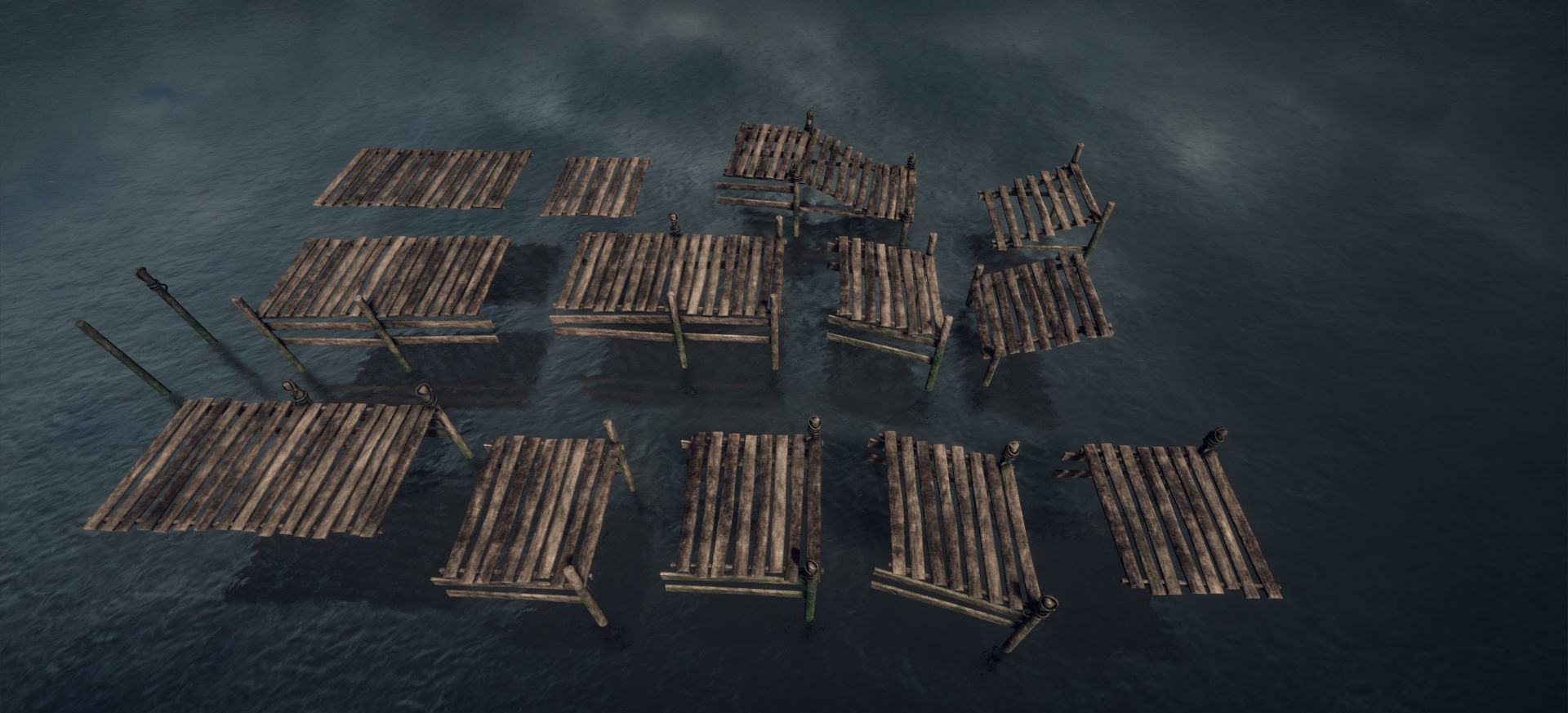 Modular Dock system Low-poly 3D model_4