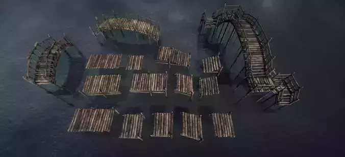 Modular Dock system Low-poly 3D model