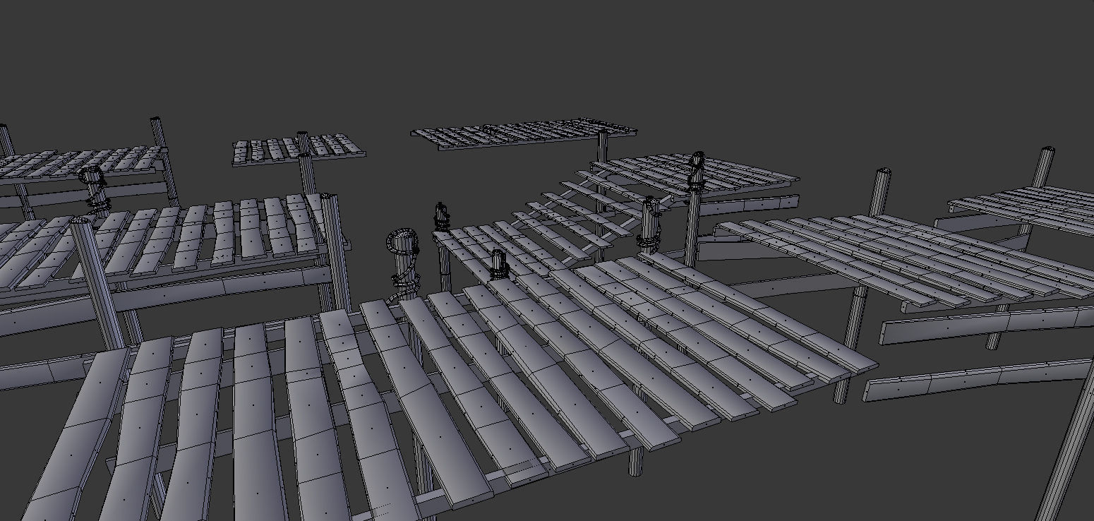 Modular Dock system Low-poly 3D model_7