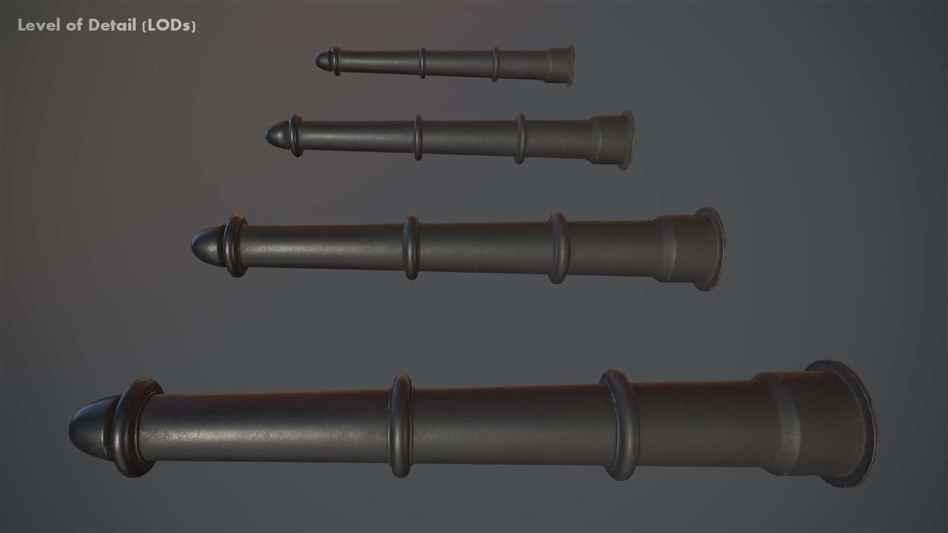 Barrier Bollard pack 5 Black v1 Low-poly 3D model_19