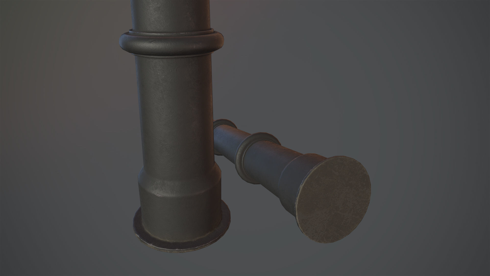 Barrier Bollard pack 5 Black v1 Low-poly 3D model_9
