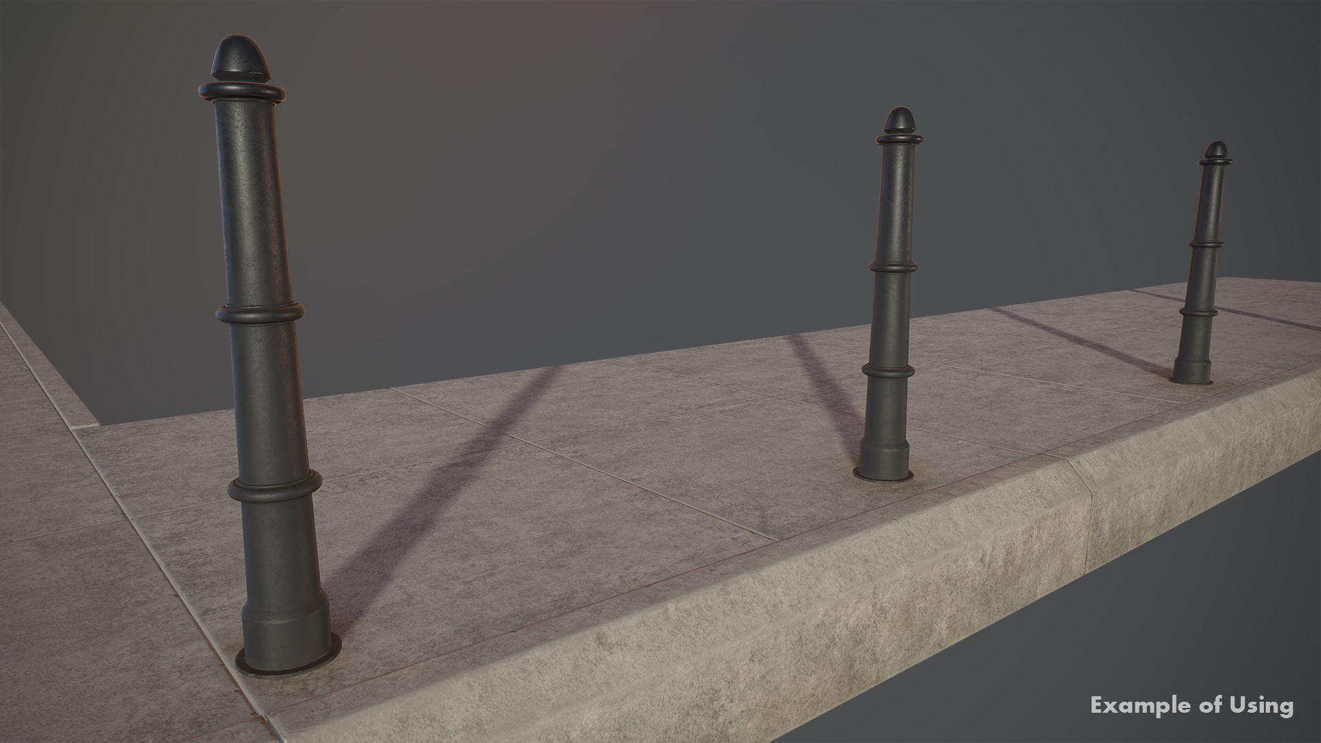 Barrier Bollard pack 5 Black v1 Low-poly 3D model_10