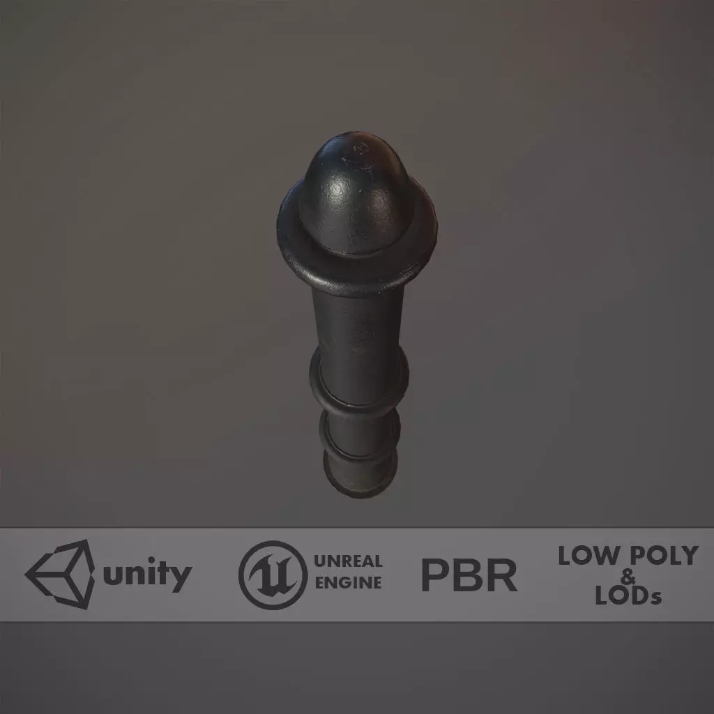Barrier Bollard pack 5 Black v2 Low-poly 3D model_0