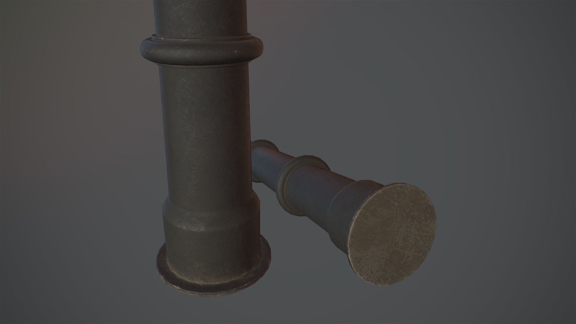 Barrier Bollard pack 5 Black v2 Low-poly 3D model_9