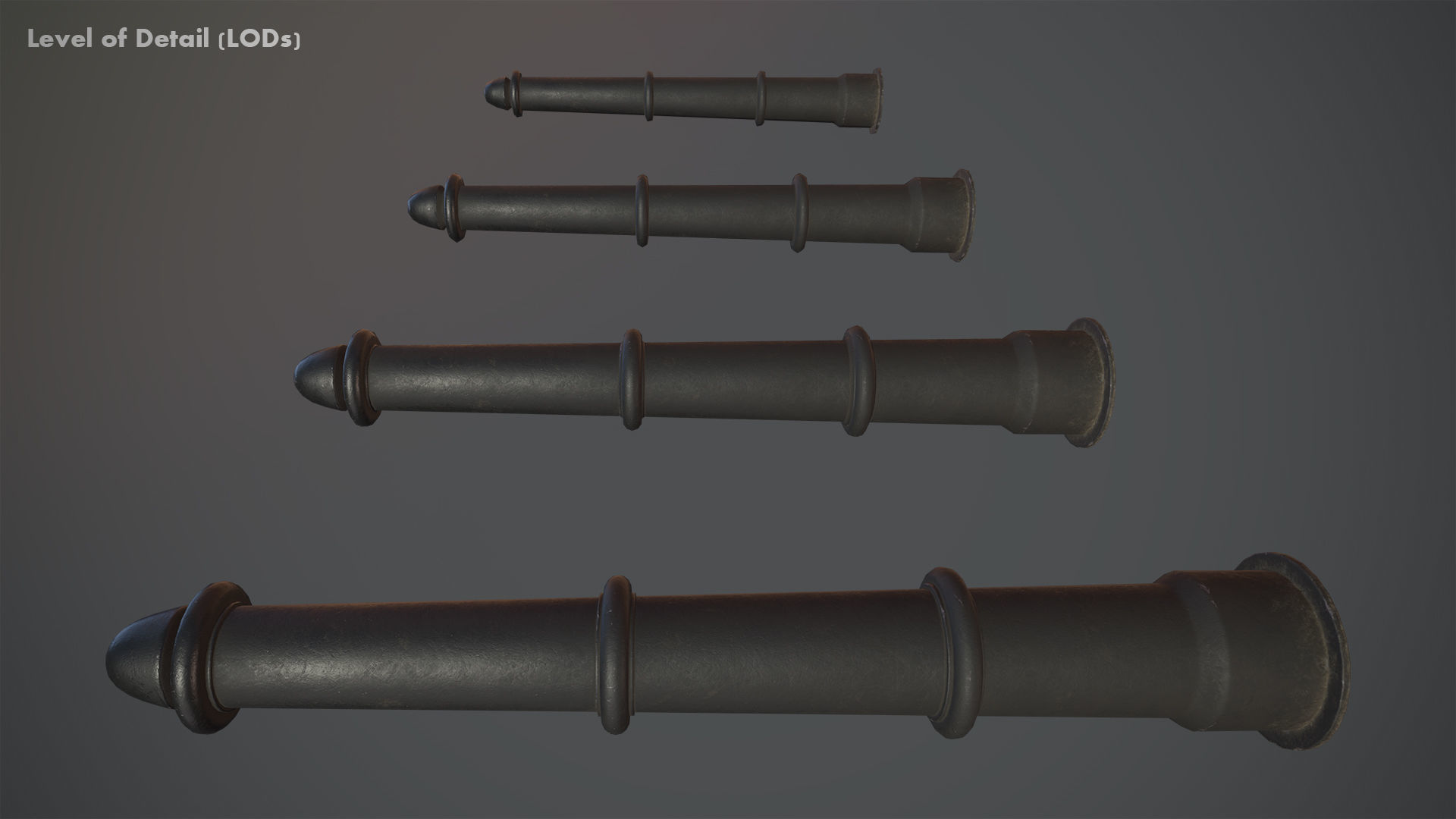 Barrier Bollard pack 5 Black v2 Low-poly 3D model_19