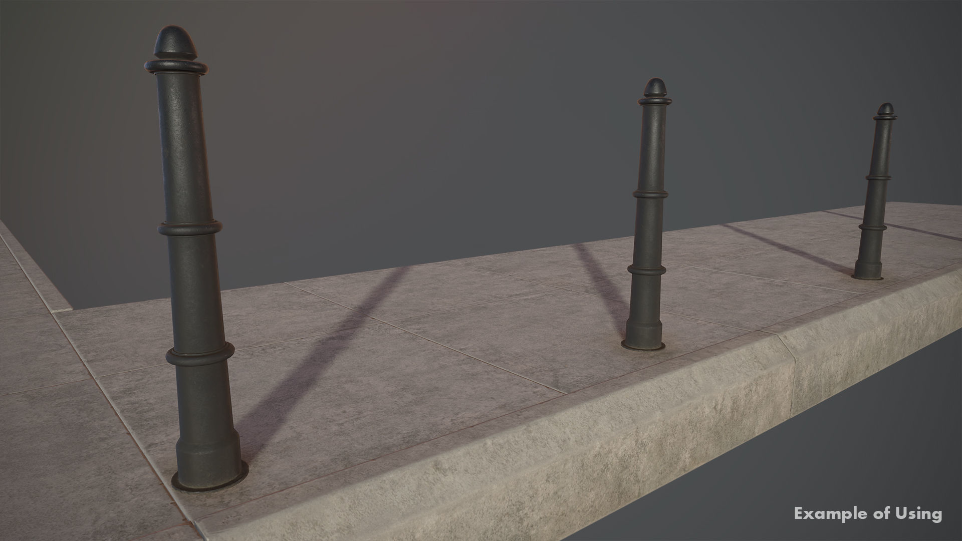 Barrier Bollard pack 5 Black v2 Low-poly 3D model_10