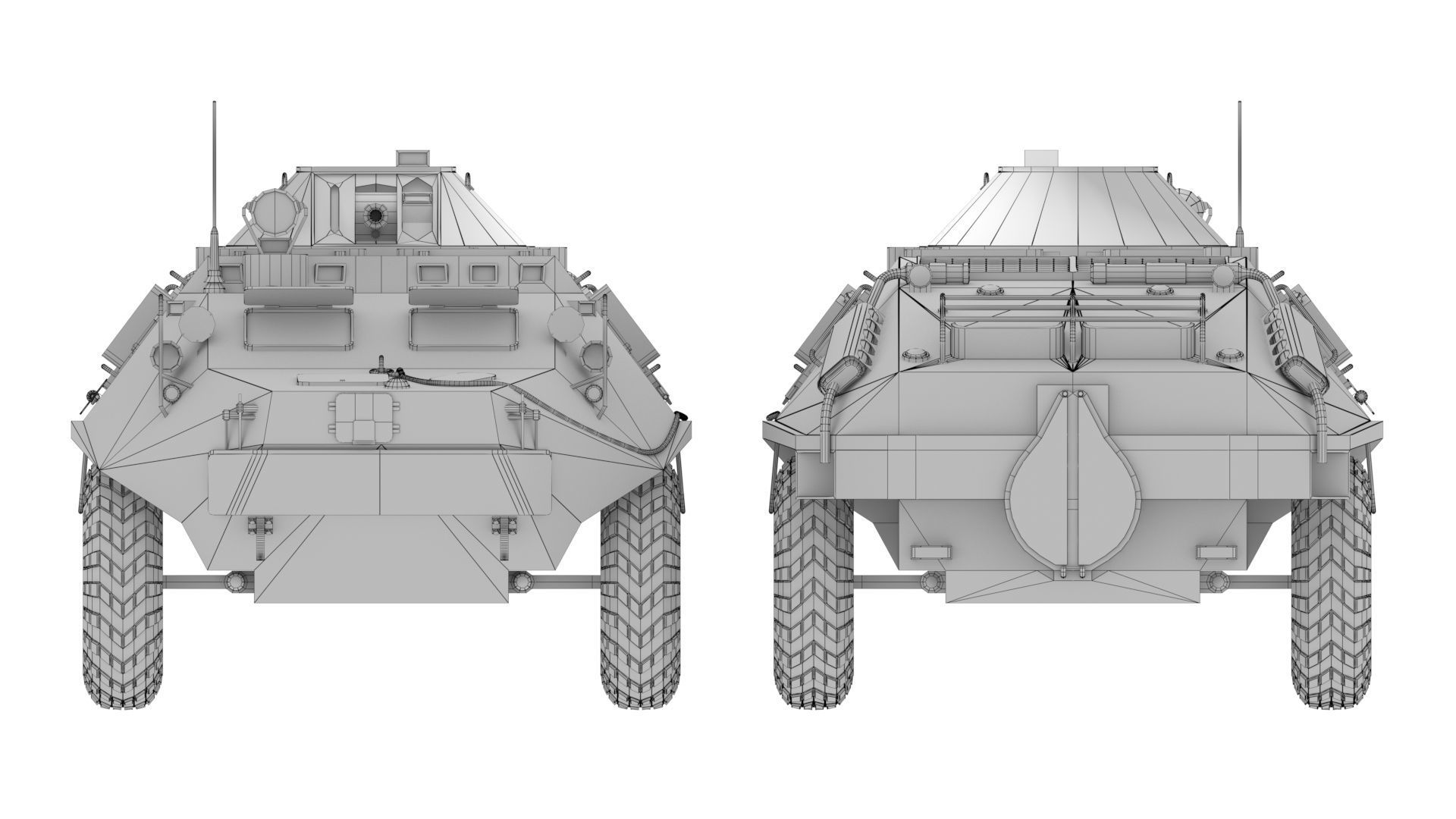 BTR-60 high-poly armored vehicle on grassy field 3D model_6