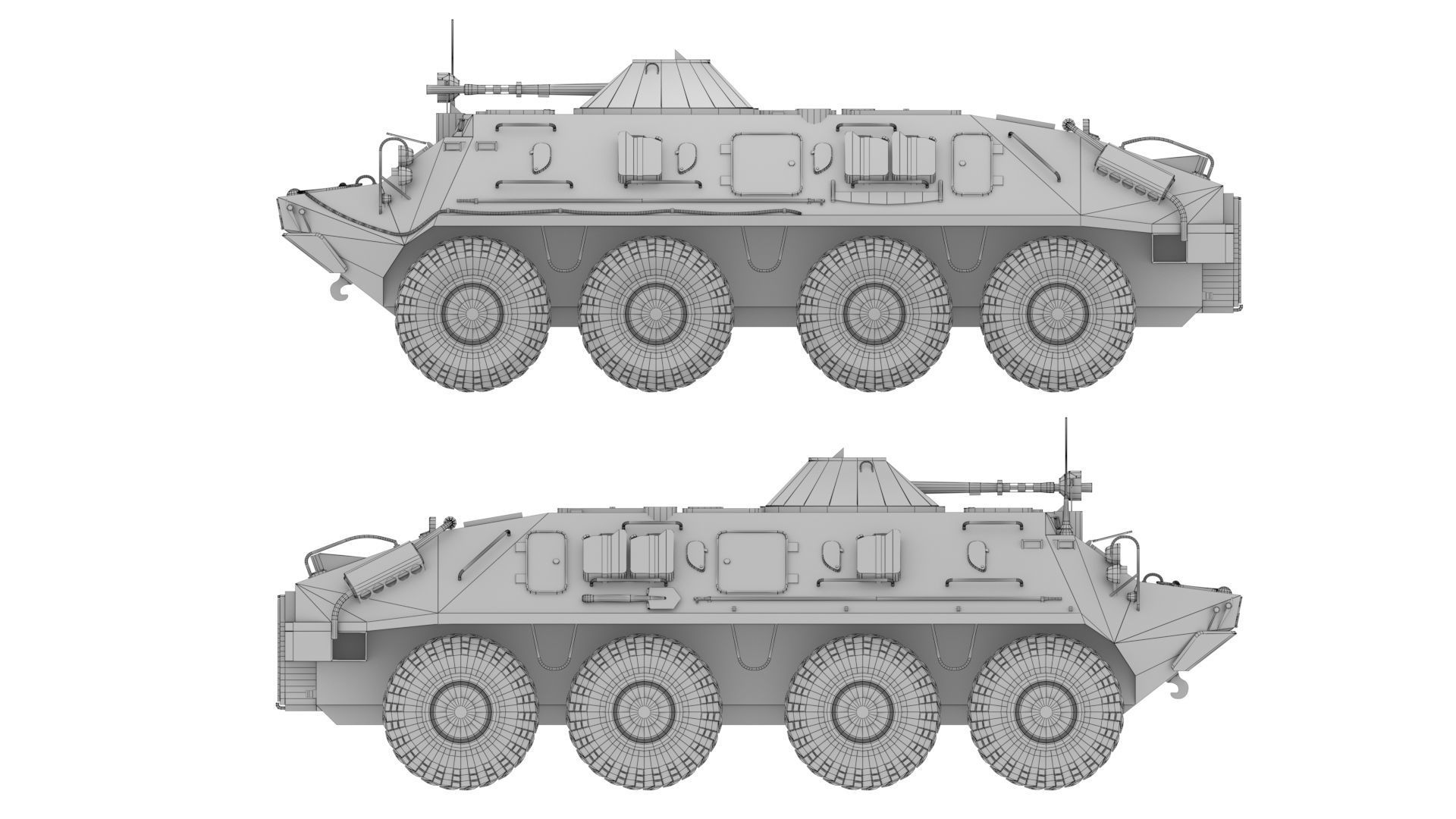 BTR-60 high-poly armored vehicle on grassy field 3D model_7