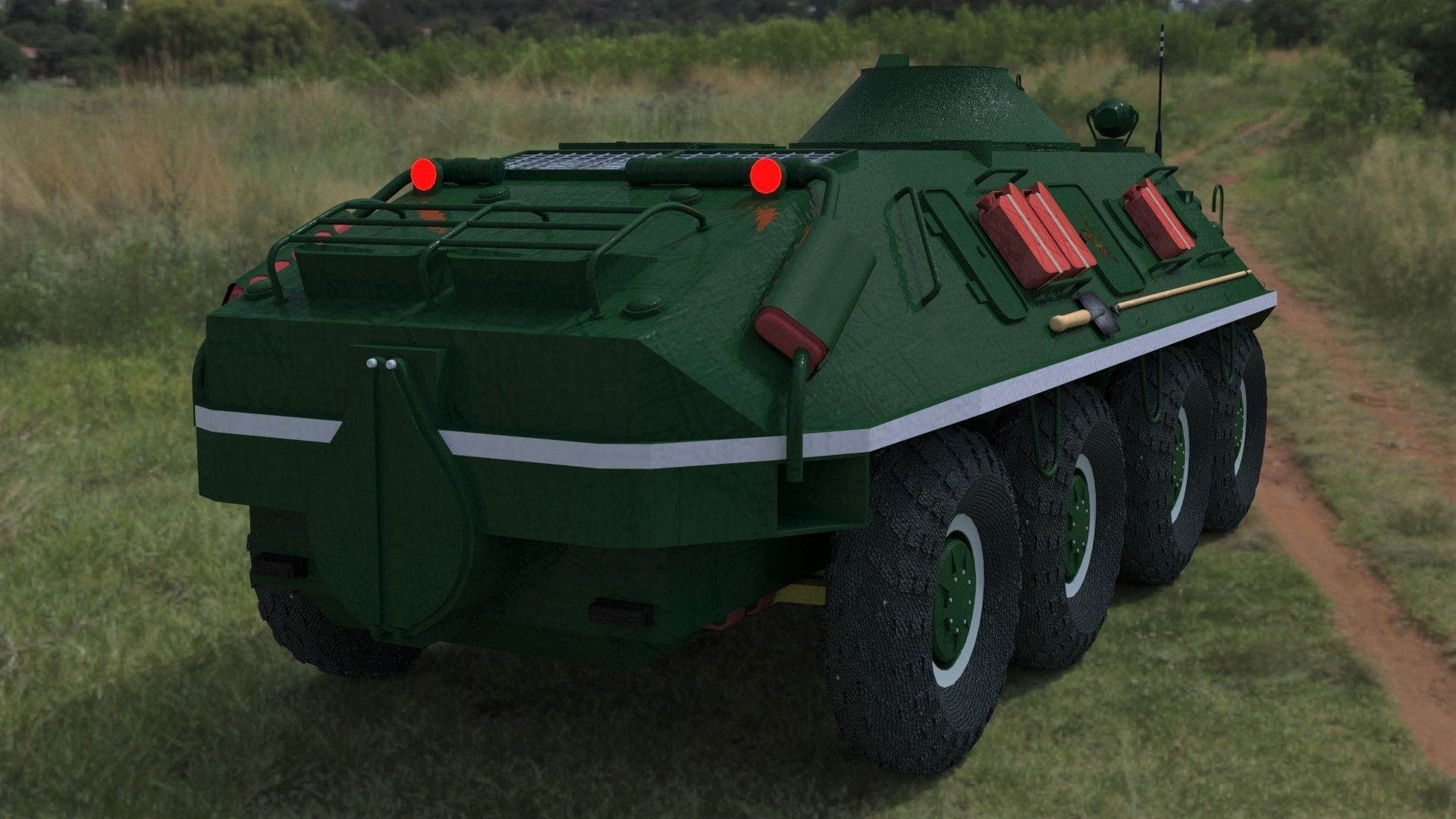 BTR-60 high-poly armored vehicle on grassy field 3D model_3