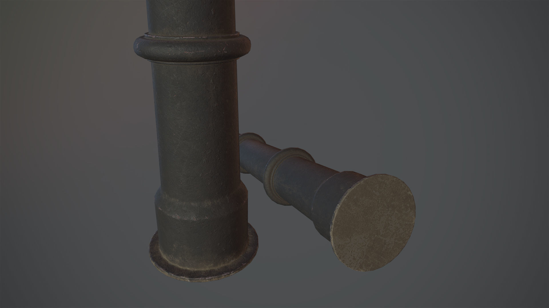 Barrier Bollard pack 5 Black v3 Low-poly 3D model_8