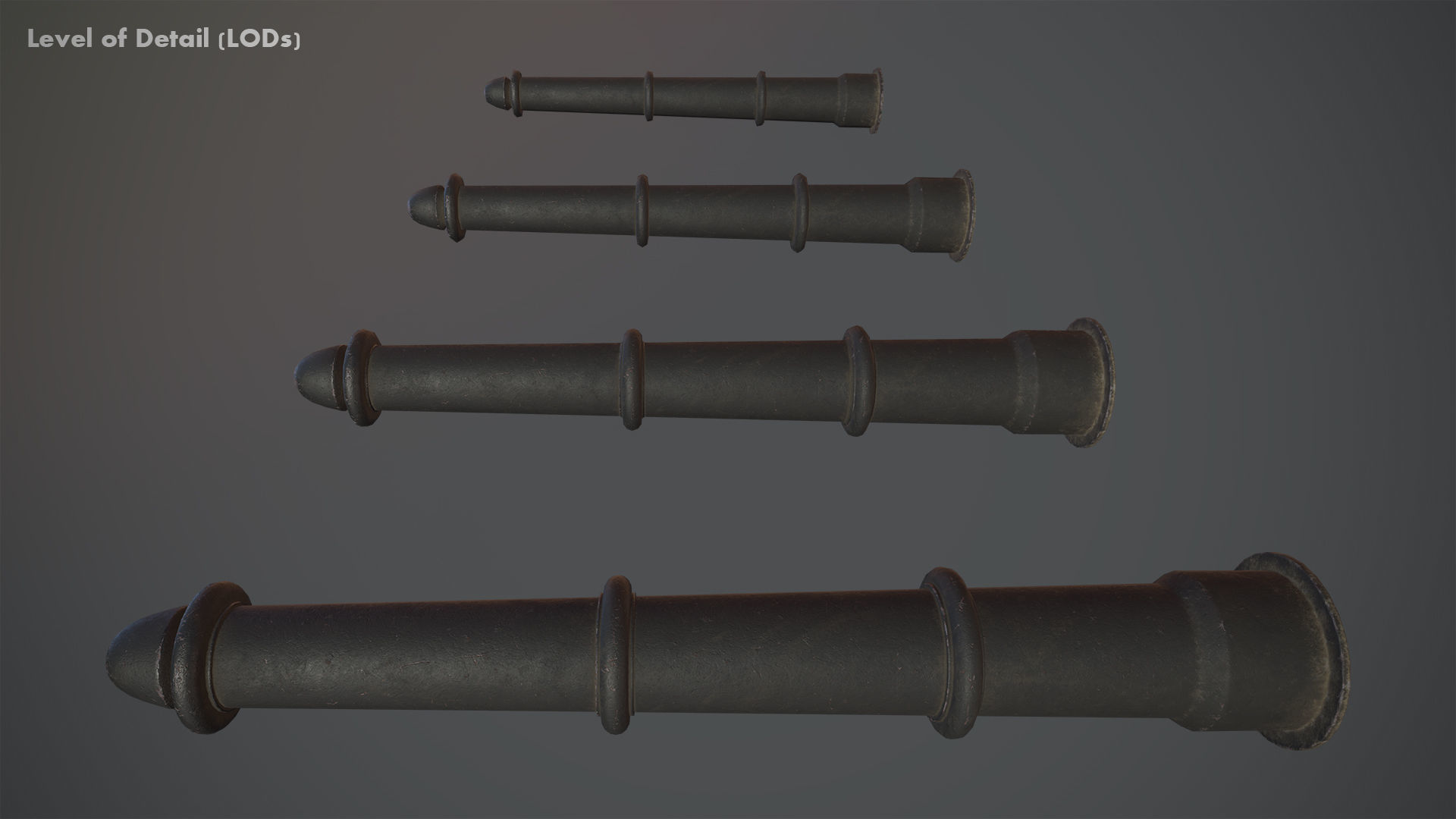 Barrier Bollard pack 5 Black v3 Low-poly 3D model_19