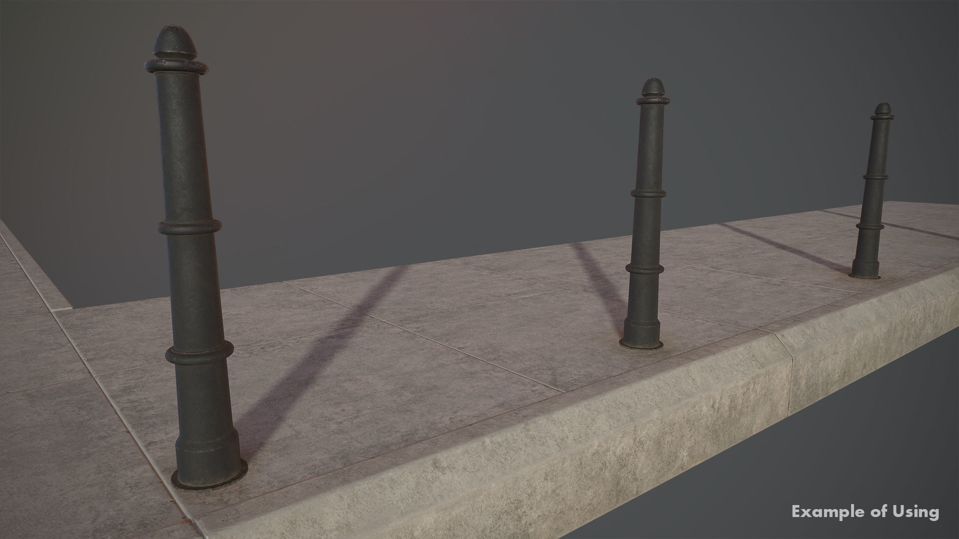 Barrier Bollard pack 5 Black v3 Low-poly 3D model_10