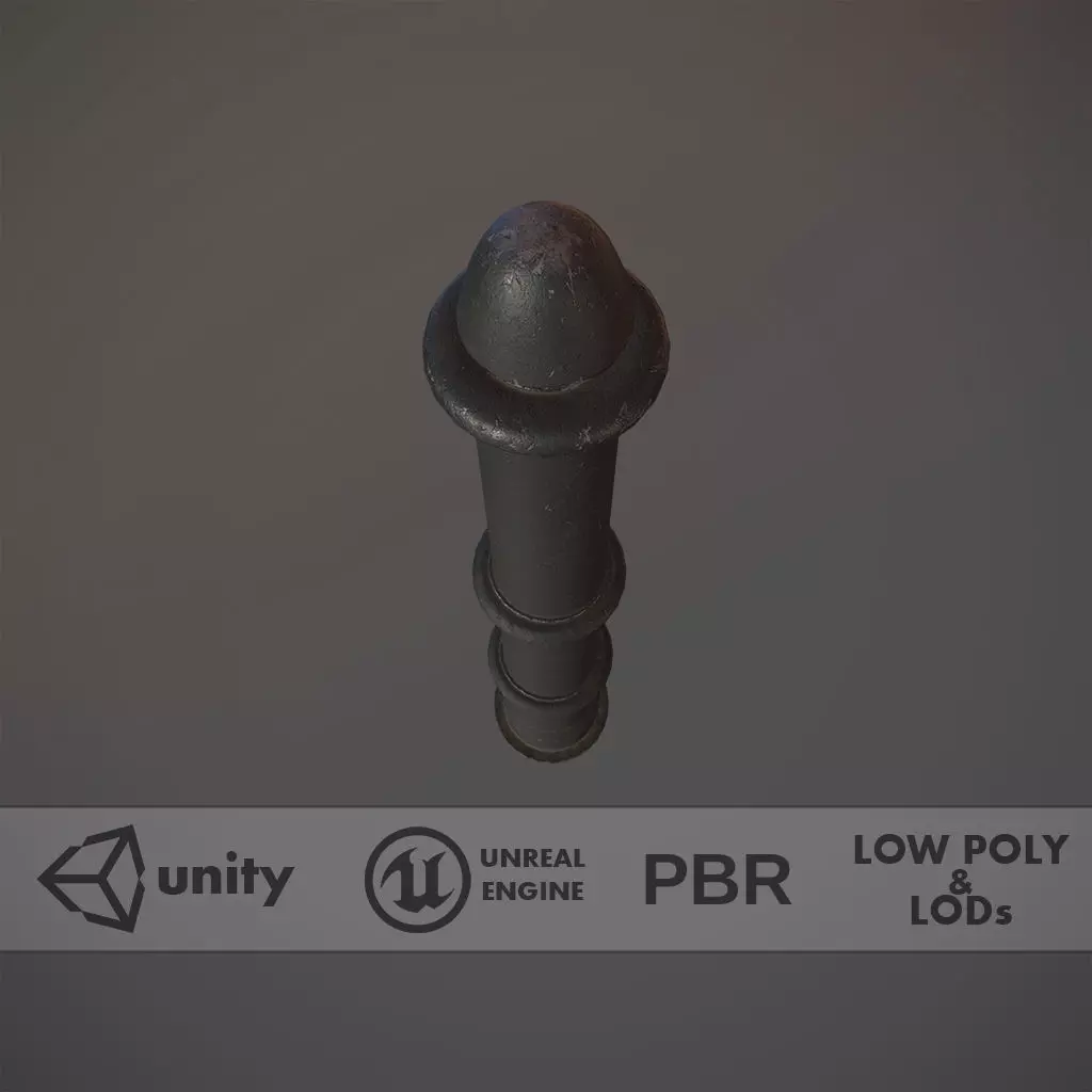 Barrier Bollard pack 5 Black v3 Low-poly 3D model_0